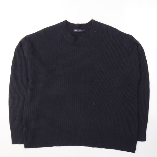 Marks and Spencer Womens Blue Round Neck  Acrylic Pullover Jumper Size 12