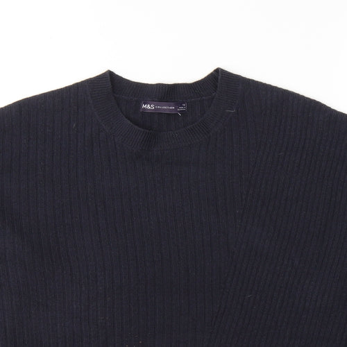 Marks and Spencer Womens Blue Round Neck  Acrylic Pullover Jumper Size 12