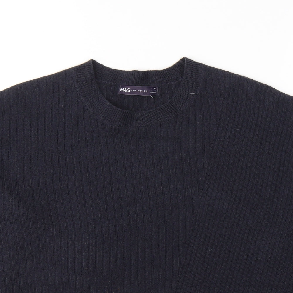 Marks and Spencer Womens Blue Round Neck  Acrylic Pullover Jumper Size 12