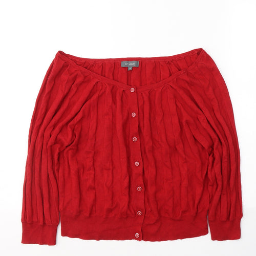 Matalan Womens Red Round Neck  Viscose Cardigan Jumper Size 14