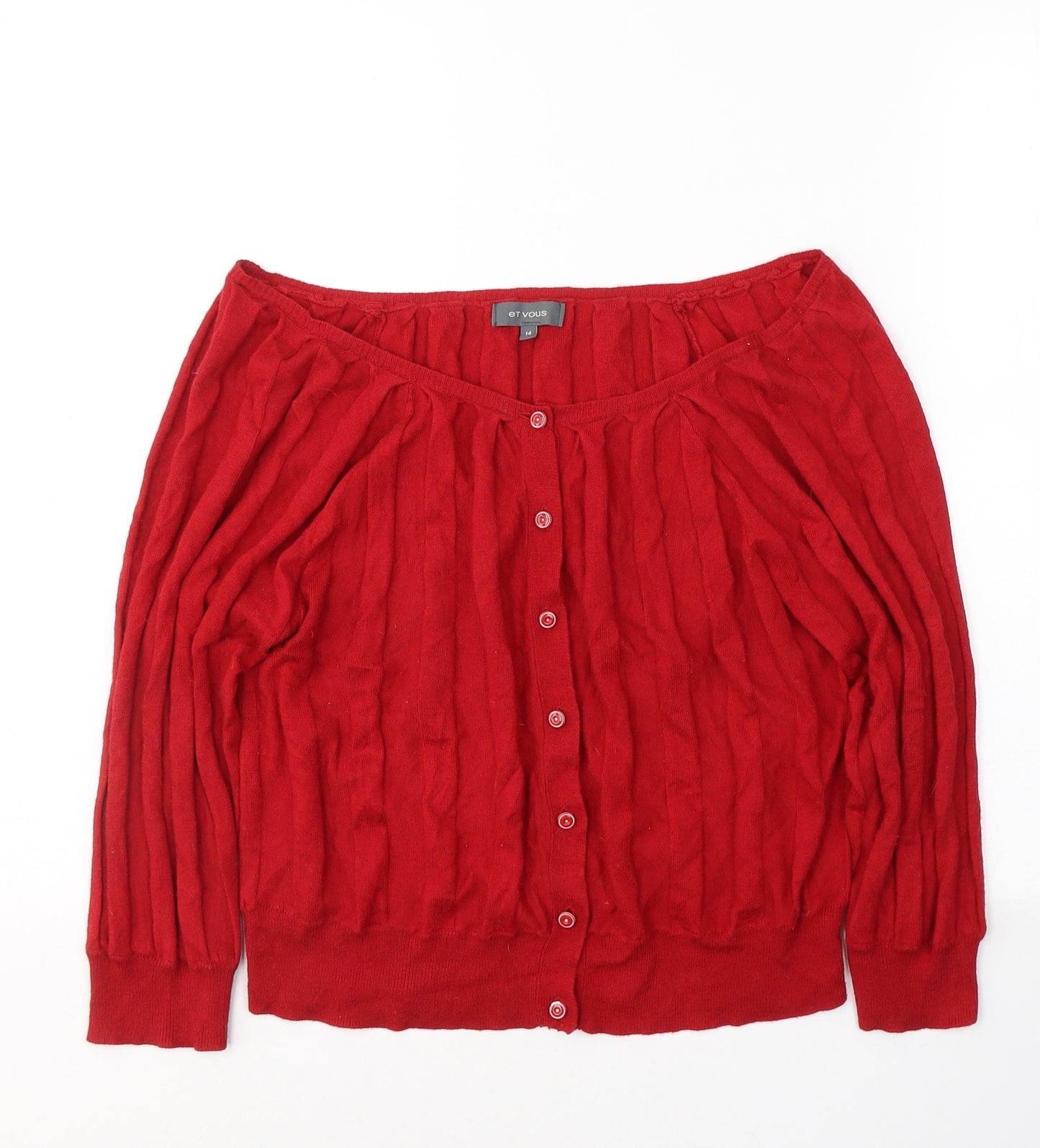 Matalan Womens Red Round Neck  Viscose Cardigan Jumper Size 14