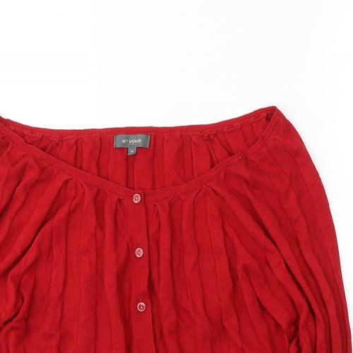 Matalan Womens Red Round Neck  Viscose Cardigan Jumper Size 14