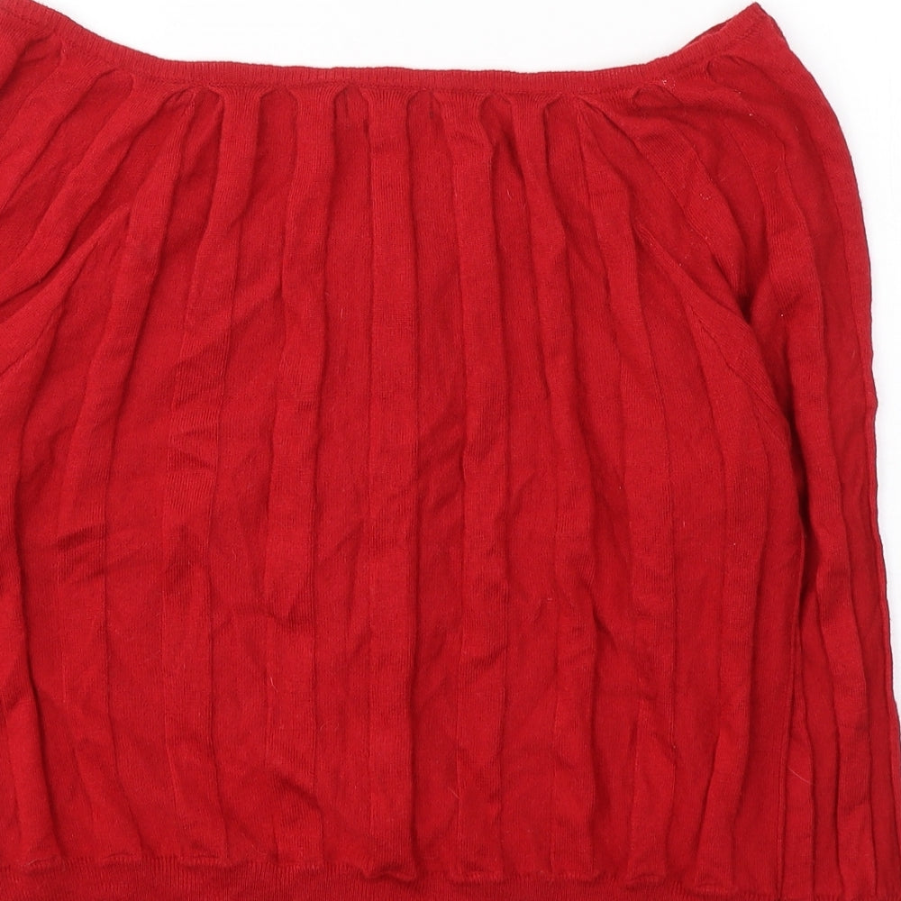 Matalan Womens Red Round Neck  Viscose Cardigan Jumper Size 14