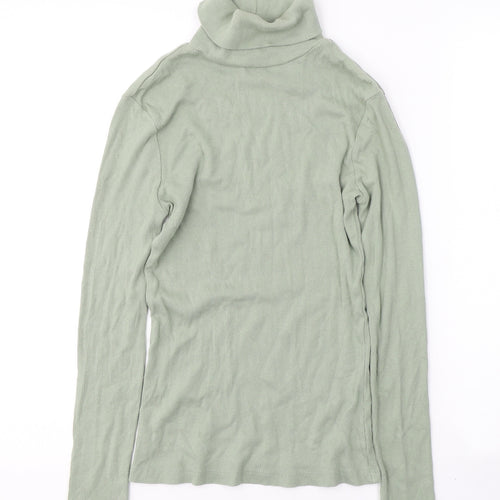 River Island Womens Green  Cotton Jersey T-Shirt Size 8 Roll Neck
