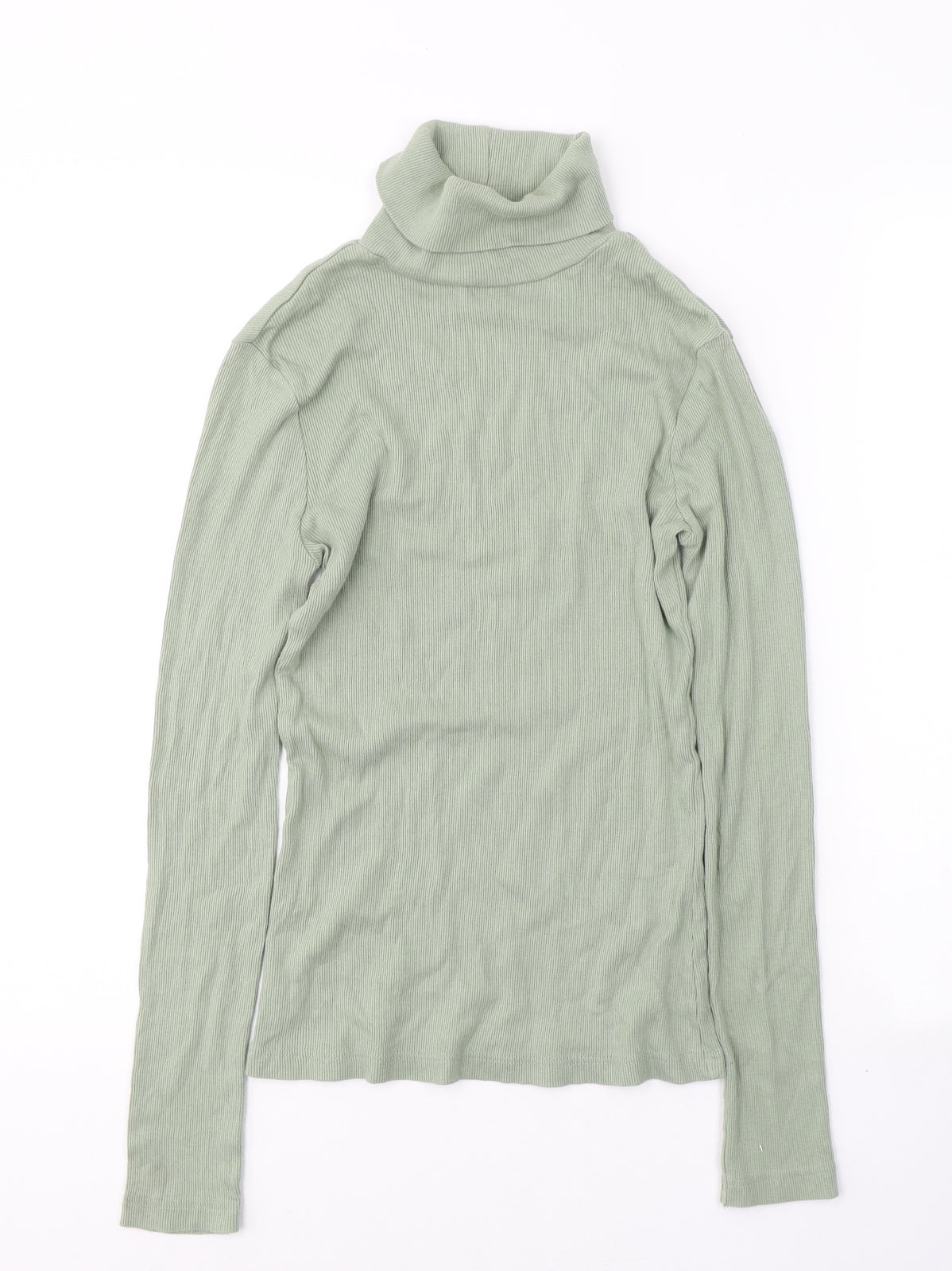 River Island Womens Green  Cotton Jersey T-Shirt Size 8 Roll Neck