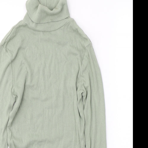 River Island Womens Green  Cotton Jersey T-Shirt Size 8 Roll Neck