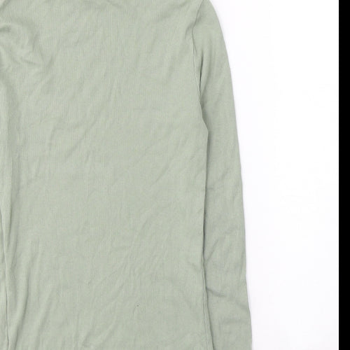 River Island Womens Green  Cotton Jersey T-Shirt Size 8 Roll Neck