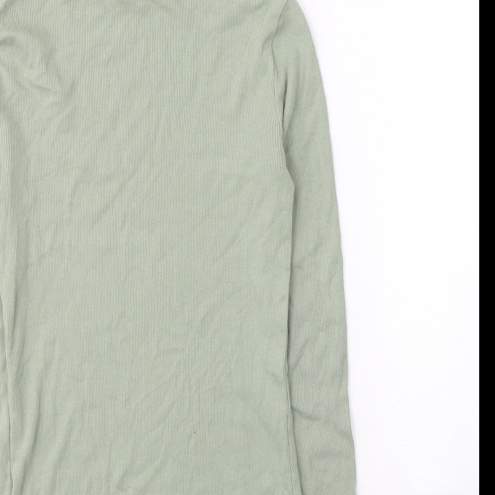 River Island Womens Green  Cotton Jersey T-Shirt Size 8 Roll Neck