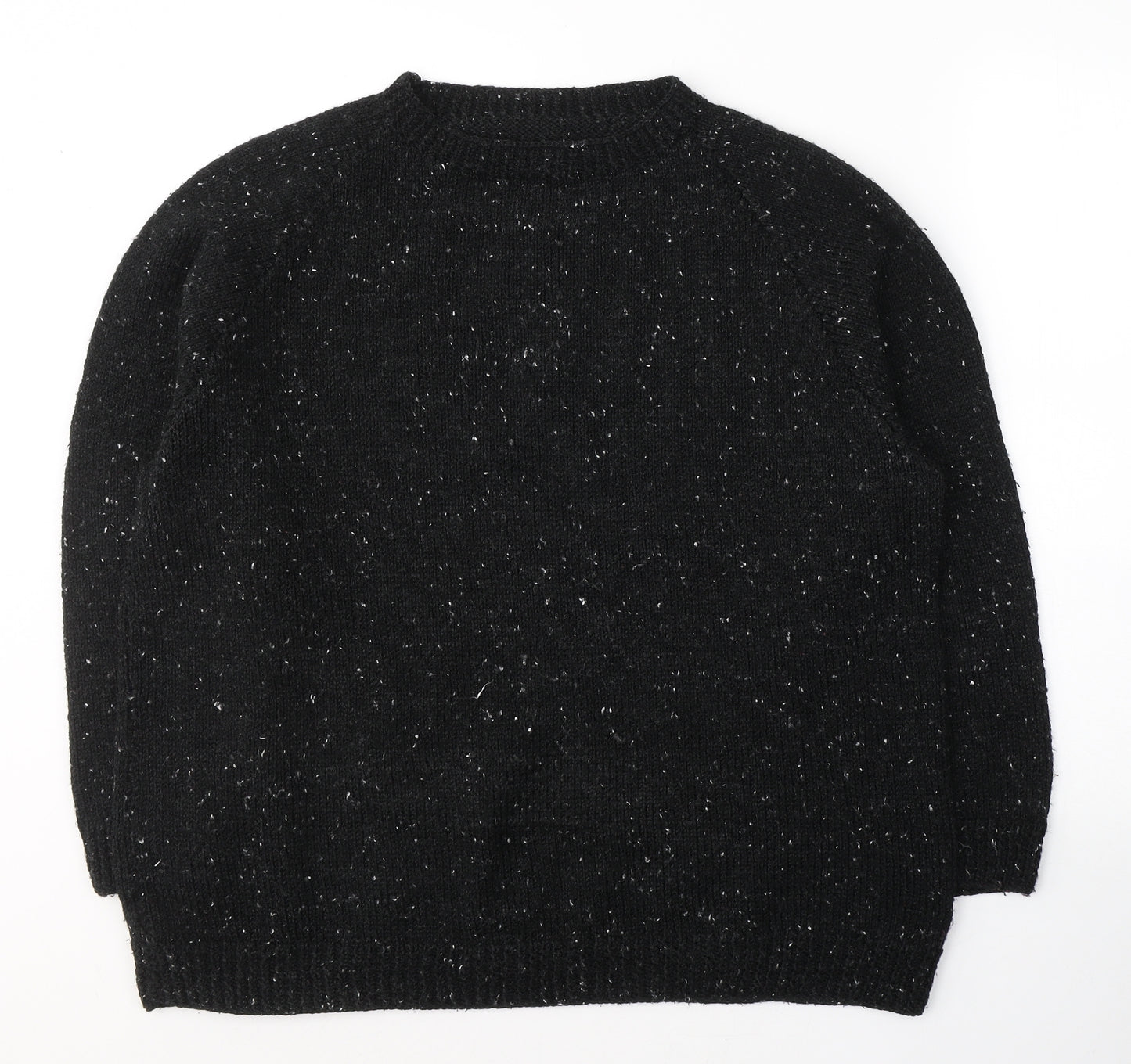Preworn Womens Black Round Neck  Acrylic Pullover Jumper Size L