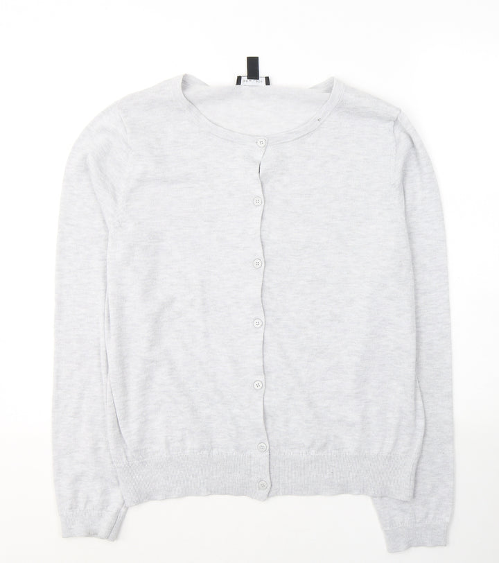 New Look Womens Grey Round Neck  Viscose Cardigan Jumper Size 16