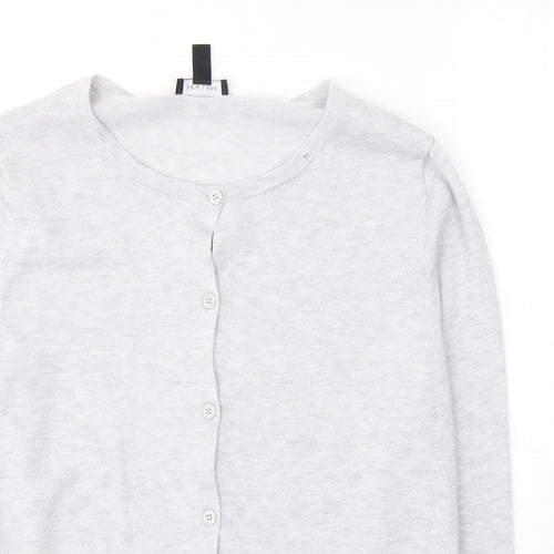 New Look Womens Grey Round Neck  Viscose Cardigan Jumper Size 16