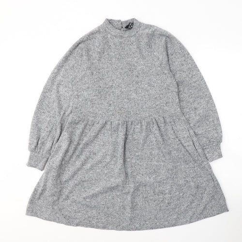 New Look Womens Grey  Polyester Jumper Dress  Size 6  Round Neck Pullover