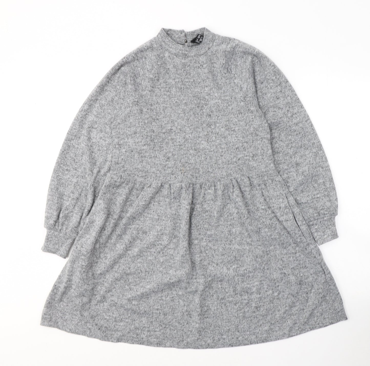New Look Womens Grey  Polyester Jumper Dress  Size 6  Round Neck Pullover