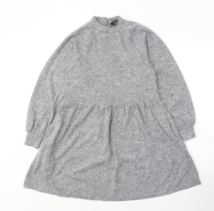 New Look Womens Grey  Polyester Jumper Dress  Size 6  Round Neck Pullover