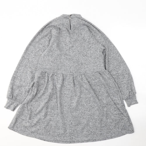 New Look Womens Grey  Polyester Jumper Dress  Size 6  Round Neck Pullover