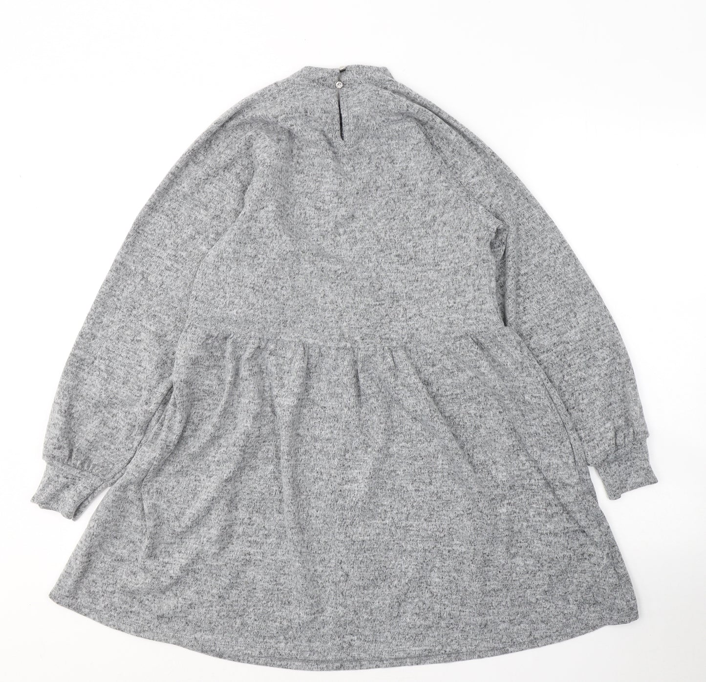 New Look Womens Grey  Polyester Jumper Dress  Size 6  Round Neck Pullover