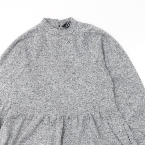 New Look Womens Grey  Polyester Jumper Dress  Size 6  Round Neck Pullover