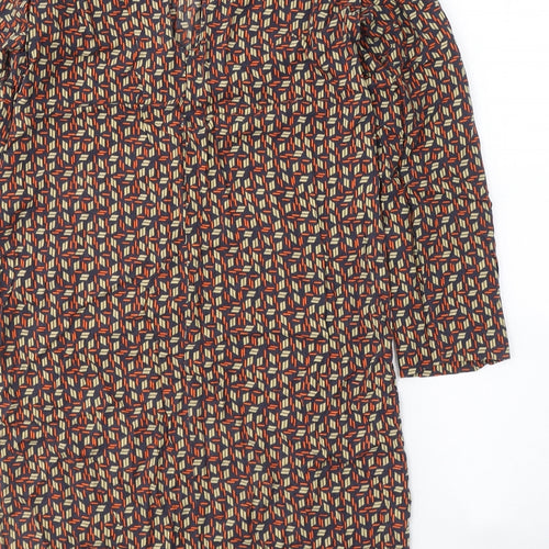 United Colors of Benetton Womens Multicoloured Geometric Viscose A-Line  Size S  Round Neck Button