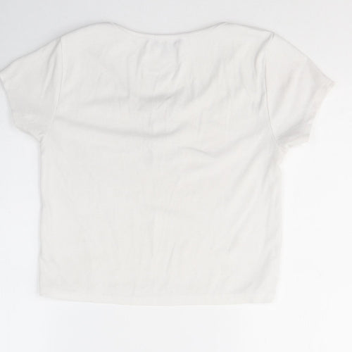 Primark Womens White  Polyester Jersey T-Shirt Size M Round Neck
