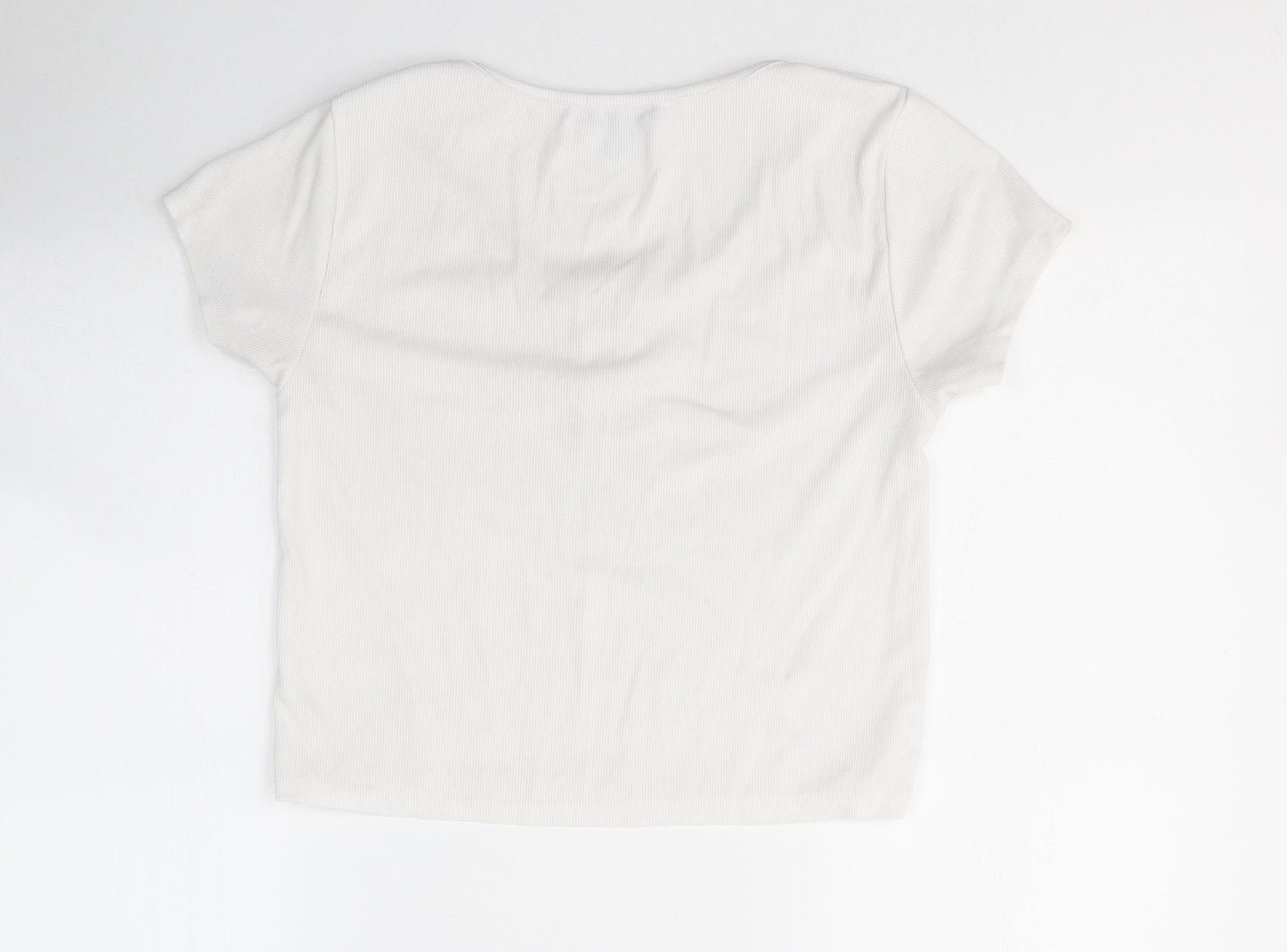Primark Womens White  Polyester Jersey T-Shirt Size M Round Neck