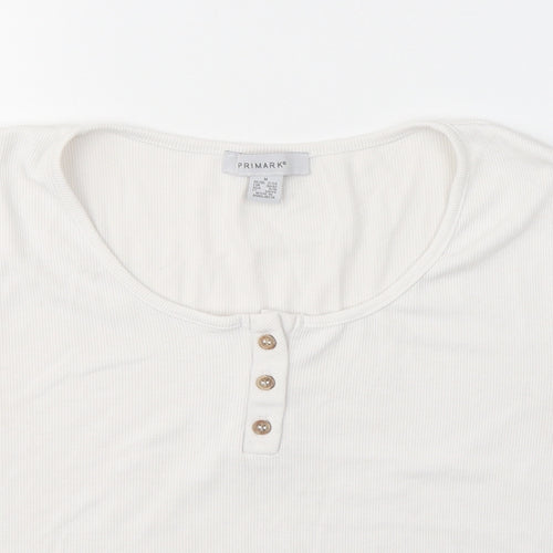 Primark Womens White  Polyester Jersey T-Shirt Size M Round Neck