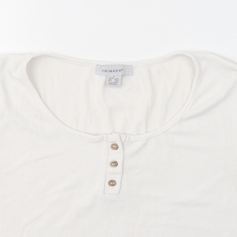 Primark Womens White  Polyester Jersey T-Shirt Size M Round Neck
