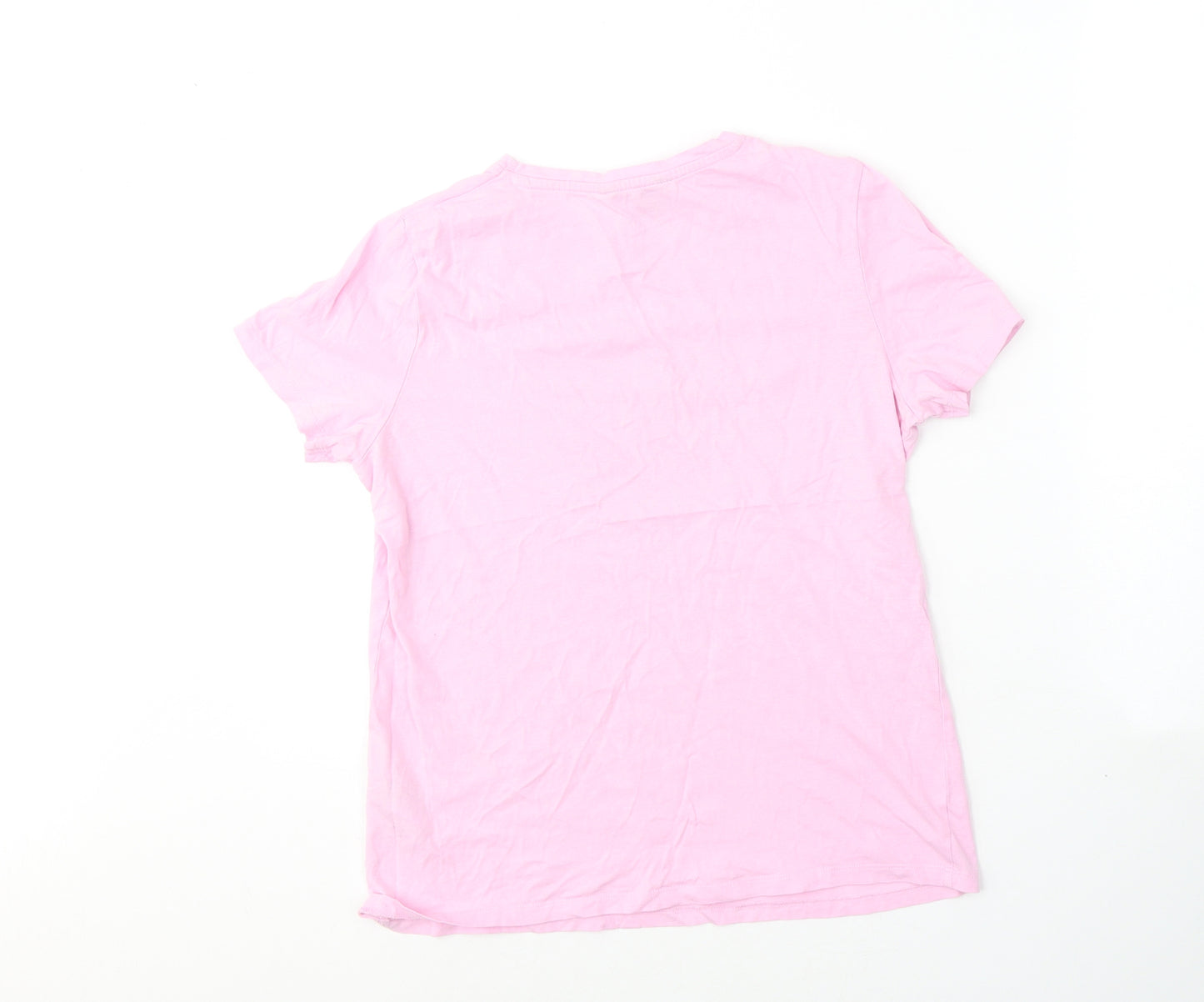 New Look Womens Pink  Cotton Basic T-Shirt Size 8 Round Neck - kisses