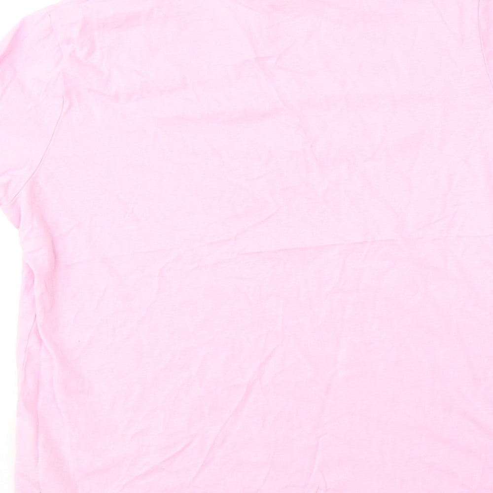 New Look Womens Pink  Cotton Basic T-Shirt Size 8 Round Neck - kisses