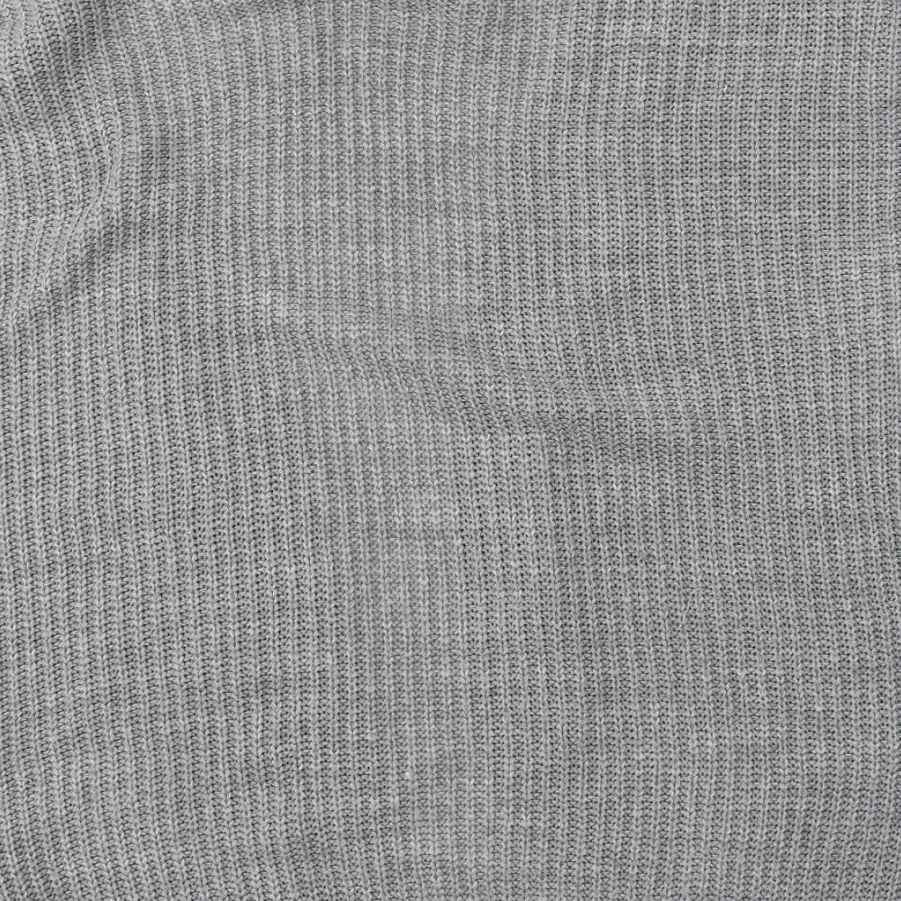 Boohoo Womens Grey V-Neck  Acrylic Cardigan Jumper Size 18