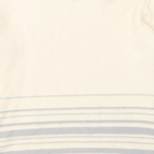 Tru Collection Womens Beige Round Neck Striped Acrylic Pullover Jumper Size M