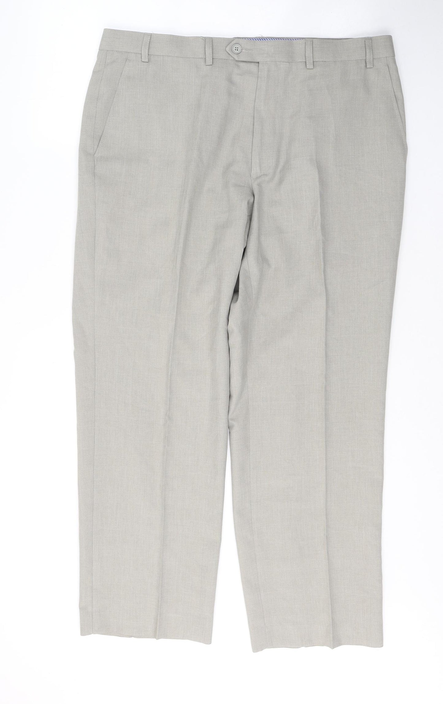 Marks and Spencer Mens Beige  Polyester Trousers  Size 38 in L29 in Regular Button