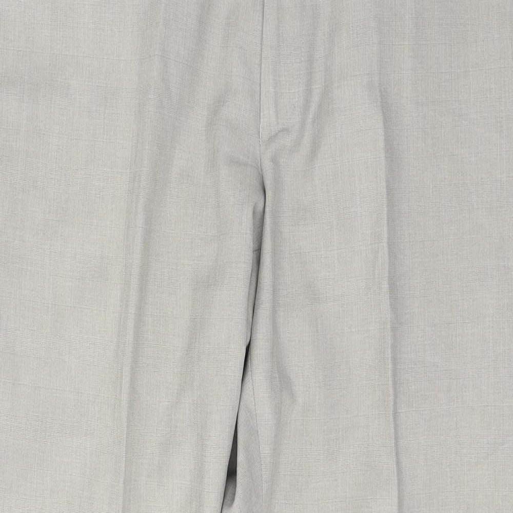 Marks and Spencer Mens Beige  Polyester Trousers  Size 38 in L29 in Regular Button