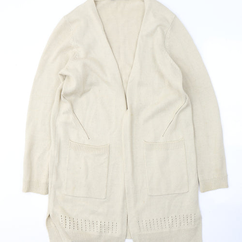 Oasis Womens Beige V-Neck  Acrylic Cardigan Jumper Size M