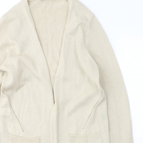 Oasis Womens Beige V-Neck  Acrylic Cardigan Jumper Size M