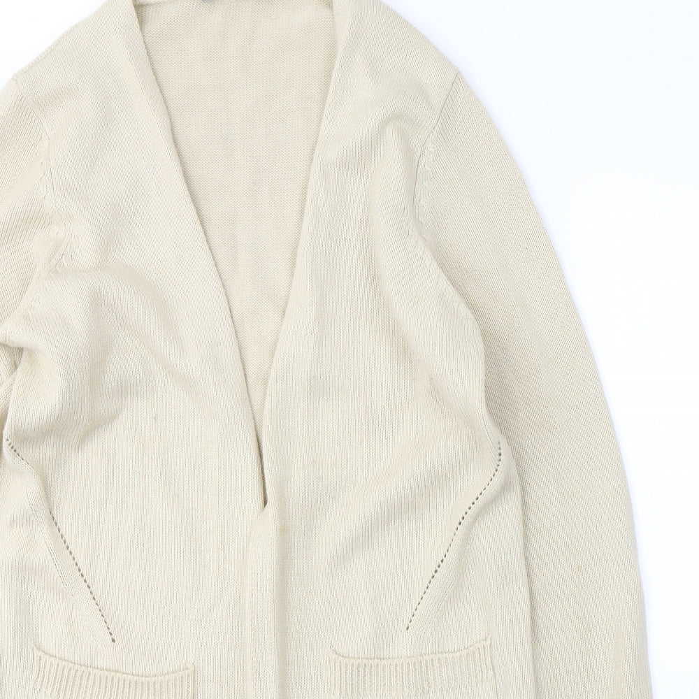Oasis Womens Beige V-Neck  Acrylic Cardigan Jumper Size M