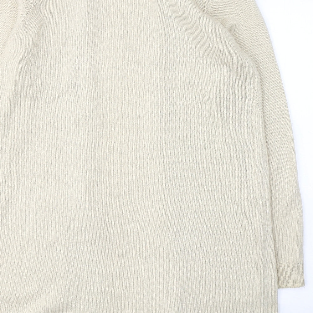 Oasis Womens Beige V-Neck  Acrylic Cardigan Jumper Size M