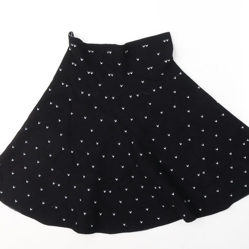 Max Studio Womens Black Geometric Cotton Swing Skirt Size M    - heart print