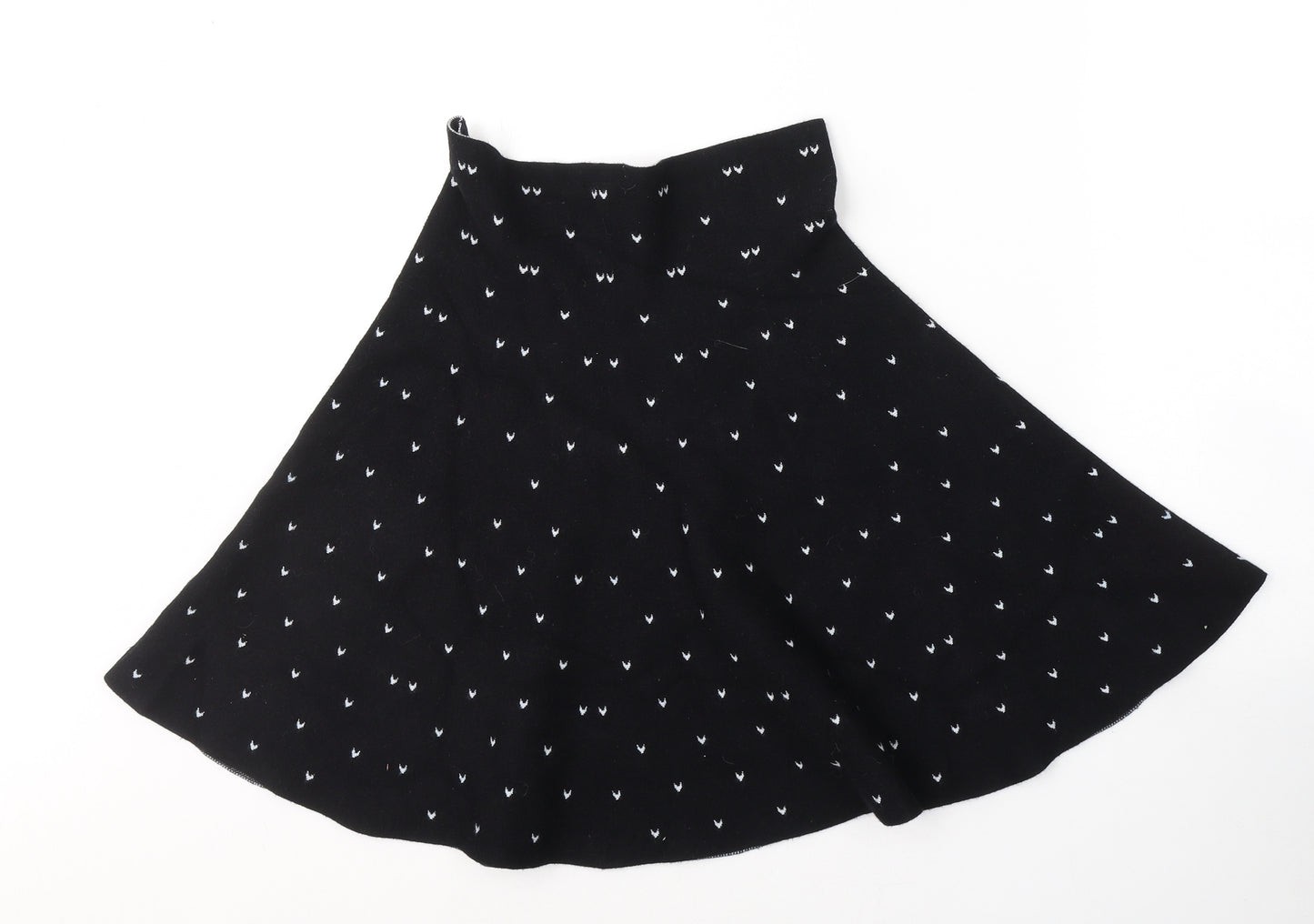Max Studio Womens Black Geometric Cotton Swing Skirt Size M    - heart print
