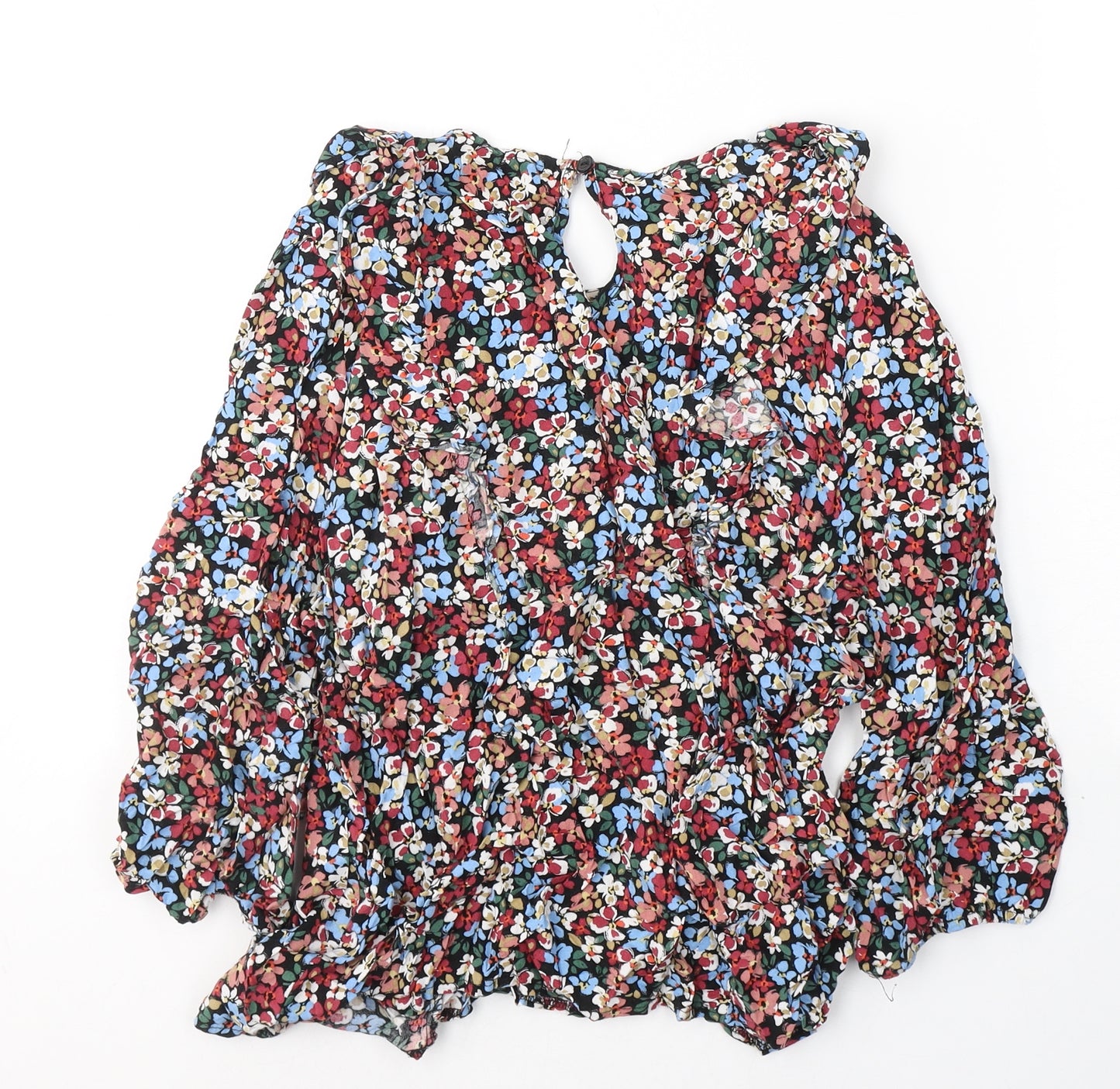 Peacocks Womens Multicoloured Floral Viscose Basic Blouse Size 16 Round Neck