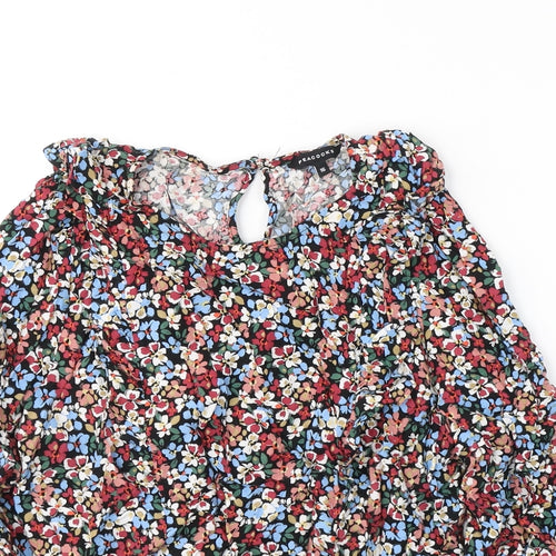 Peacocks Womens Multicoloured Floral Viscose Basic Blouse Size 16 Round Neck