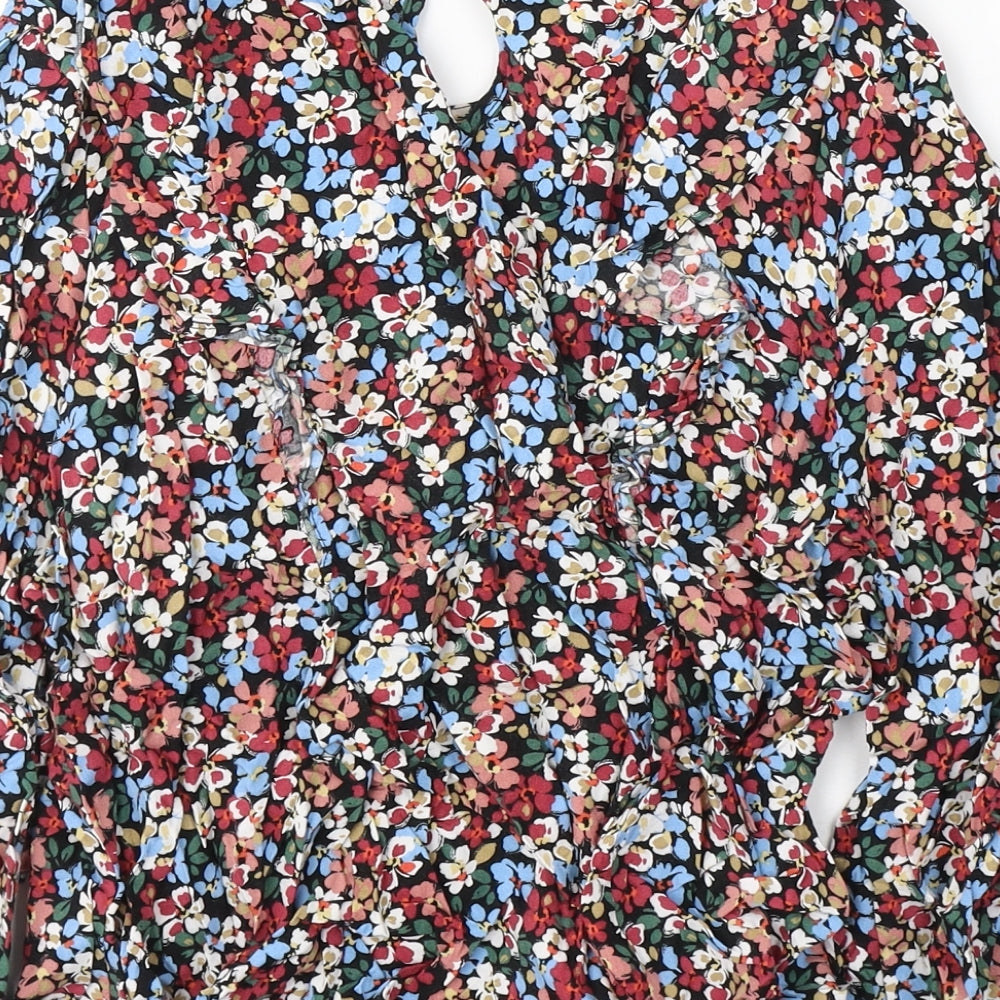 Peacocks Womens Multicoloured Floral Viscose Basic Blouse Size 16 Round Neck
