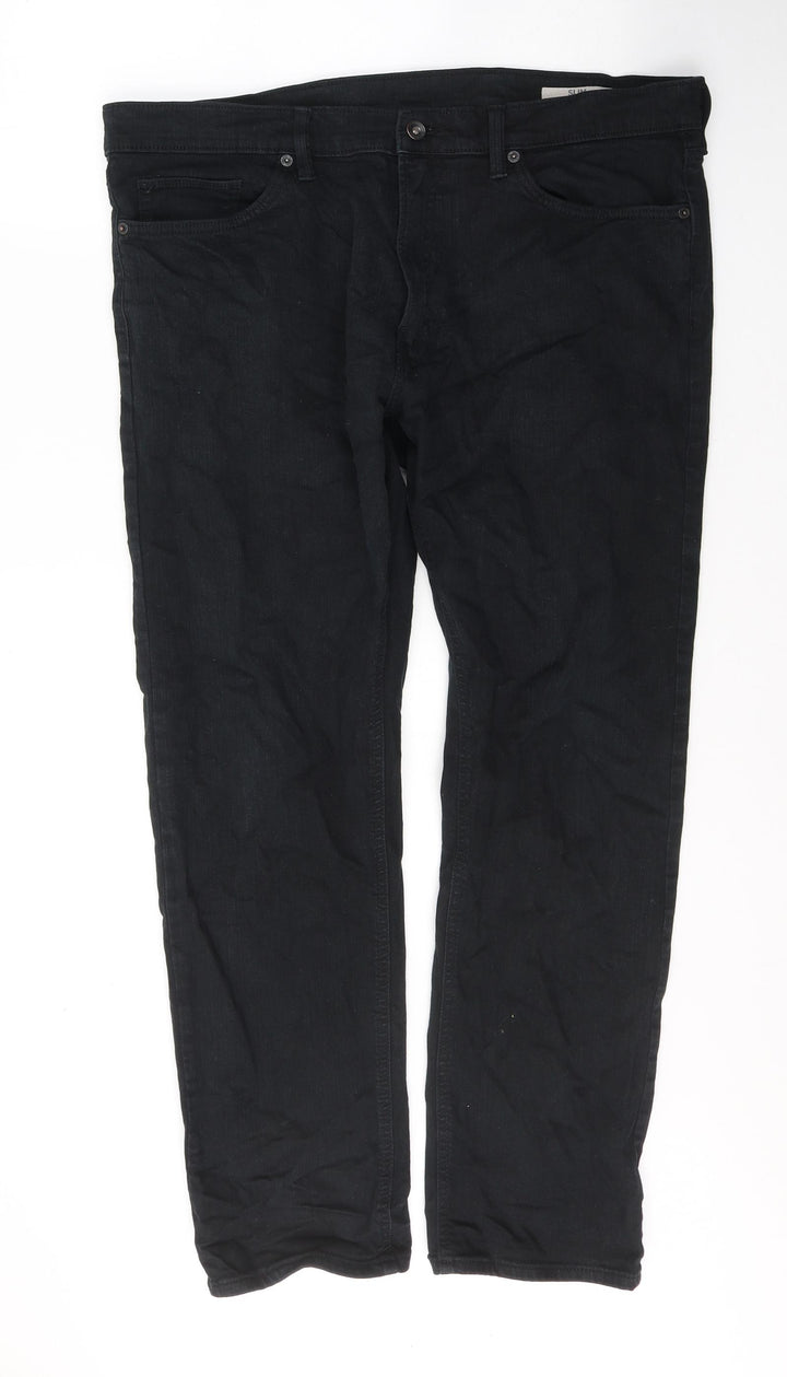 Marks and Spencer Womens Black Cotton Skinny Jeans Size 38 in L31 in Regular Button