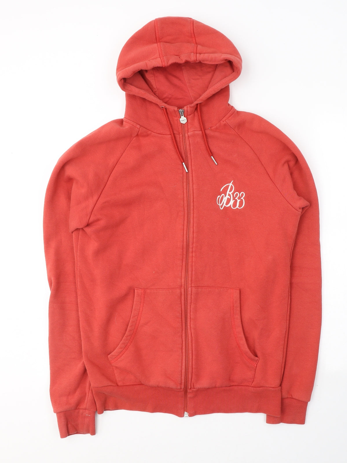 Bee Inspired Mens Red  Cotton Full Zip Hoodie Size M