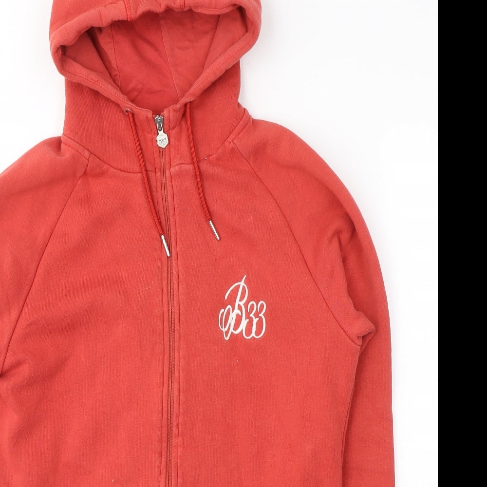 Bee Inspired Mens Red  Cotton Full Zip Hoodie Size M