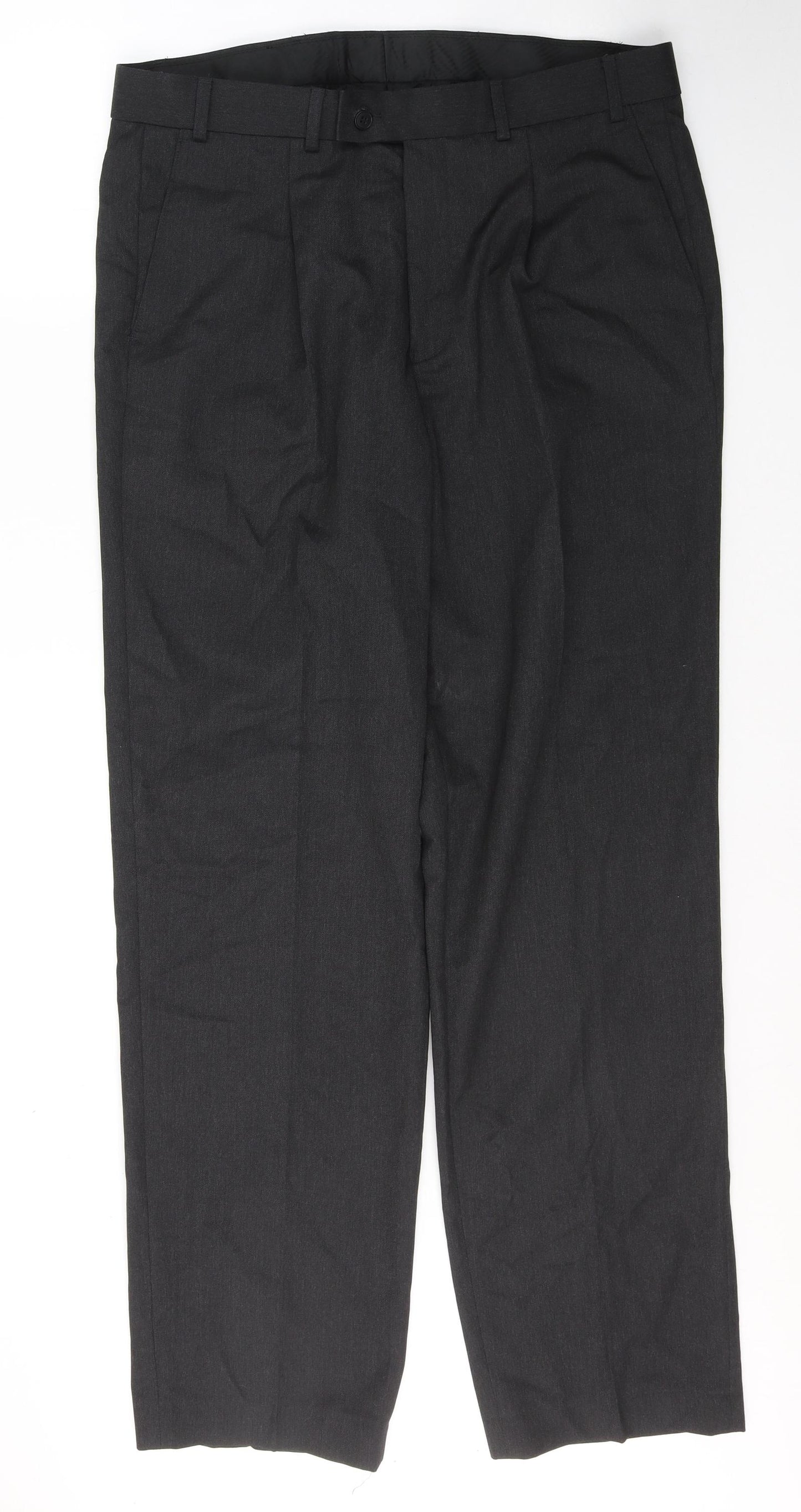 Brooke Taverner Mens Black  Polyester Trousers  Size 36 in L33 in Regular Button
