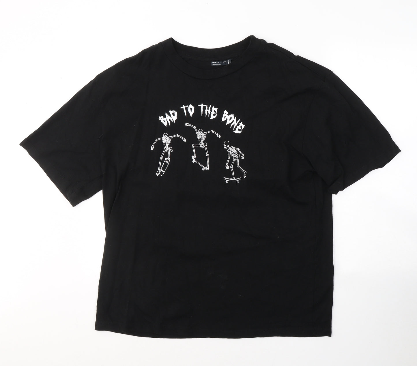ASOS Womens Black  Cotton Basic T-Shirt Size 16 Round Neck - bad to the bone