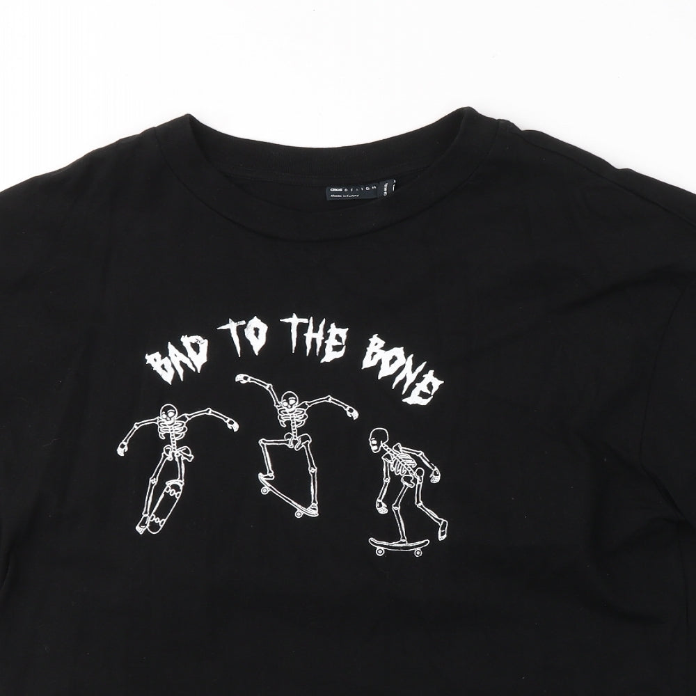 ASOS Womens Black  Cotton Basic T-Shirt Size 16 Round Neck - bad to the bone