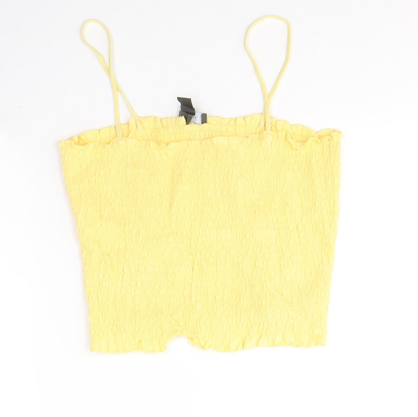 Primark Womens Yellow  Cotton Camisole Tank Size 14 Square Neck