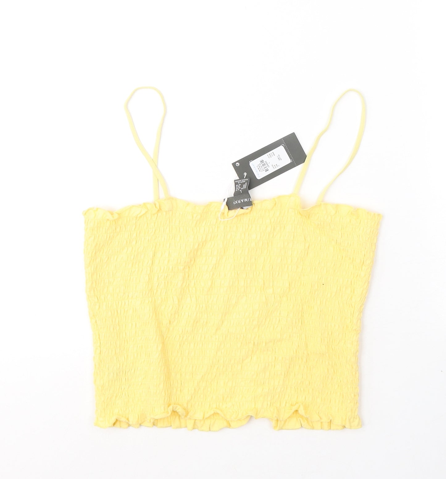Primark Womens Yellow  Cotton Camisole Tank Size 14 Square Neck
