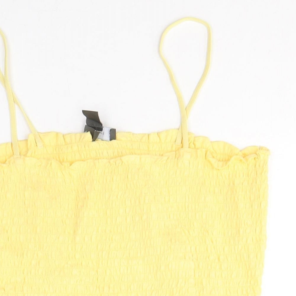Primark Womens Yellow  Cotton Camisole Tank Size 14 Square Neck